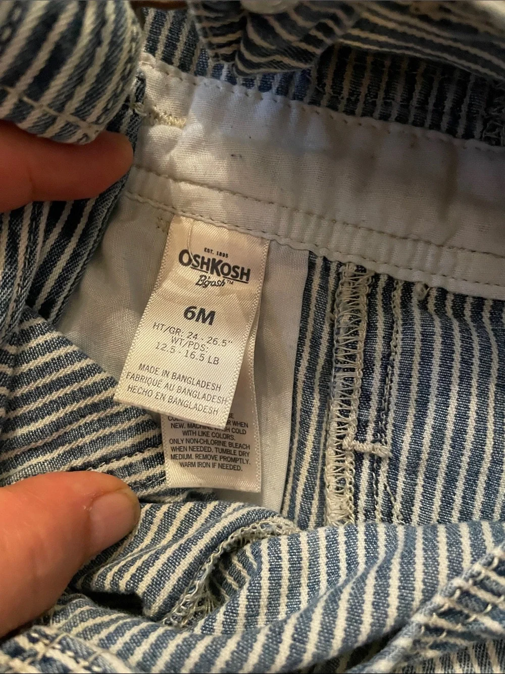 OshKosh B'gosh Navy and White Striped Toddler Short Overalls